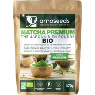 Emballage de poudre de matcha premium bio.