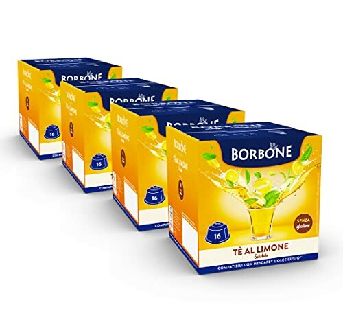 Boîtes de capsules de thé au citron Borbone.