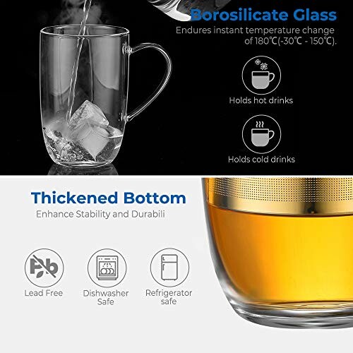 Verre borosilicate pour boissons chaudes et froides, fond épaissi.