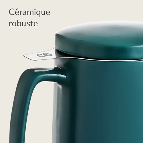 Théière en céramique robuste avec couvercle vert