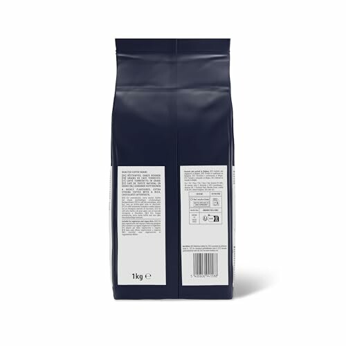 Dos d'un sac de grains de café avec étiquettes.