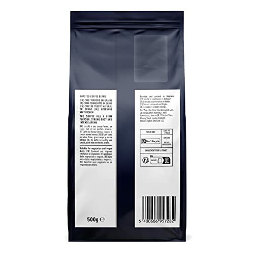 Arrière d'un paquet de grains de café.