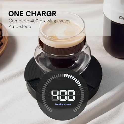 Dispositif de préparation de café avec verre sur support