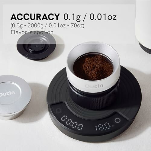 Balance de précision pour café avec café moulu.