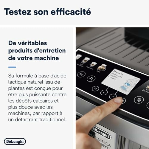 Instructions d'entretien de la machine à café DeLonghi.