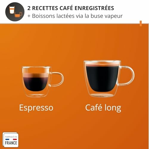 Comparaison entre espresso et café long en tasses transparentes.
