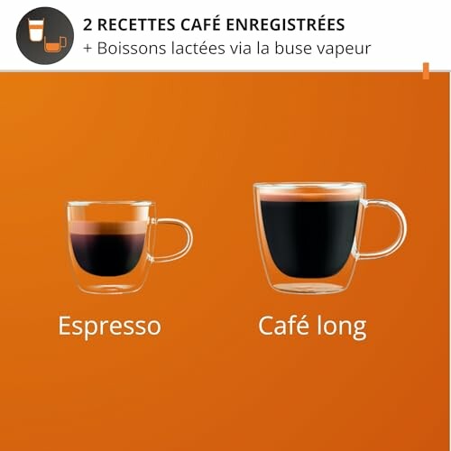 Comparaison entre un espresso et un café long dans des tasses en verre.