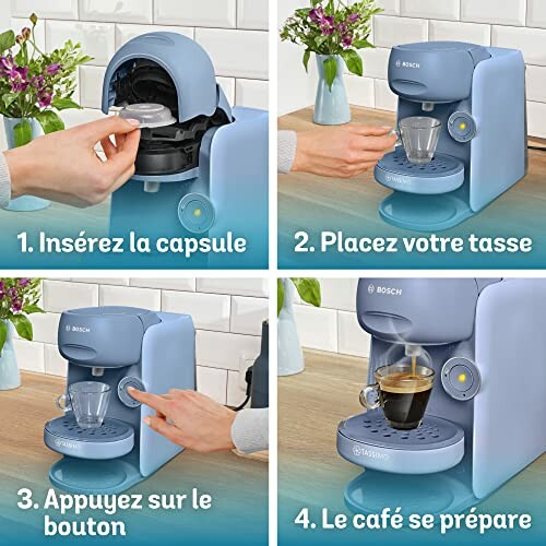 Instructions pour utiliser une machine à café avec capsule.