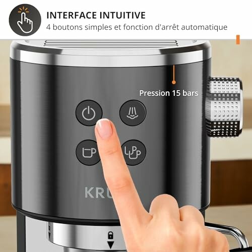 Machine à espresso Krups avec interface intuitive et boutons