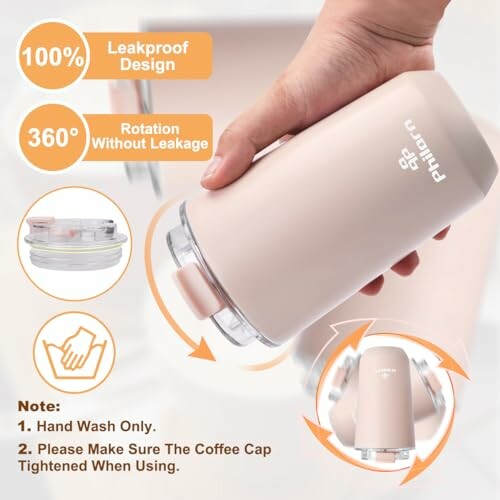 Tasse de voyage anti-fuite avec couvercle rotatif.