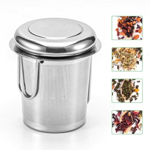 Infuseur à thé en acier inoxydable avec des mélanges de thé.