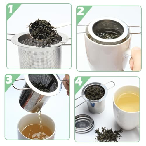 Étapes pour utiliser un infuseur à thé avec une tasse.